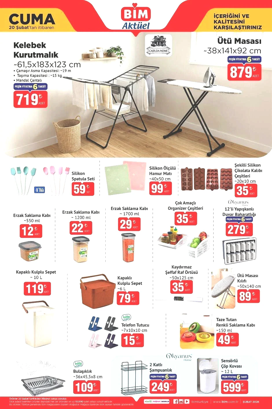 BİM 20 ŞUBAT CUMA AKTÜEL ÜRÜNLER KATALOĞU